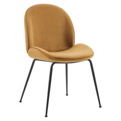 Scoop Cognac Black Powder Coated Steel Leg Performance Velvet Dining Chairs (Set of 2) - Ornate Home