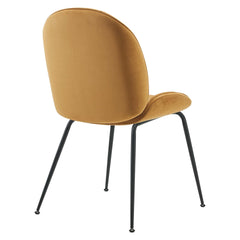 Scoop Cognac Black Powder Coated Steel Leg Performance Velvet Dining Chairs (Set of 2) - Ornate Home