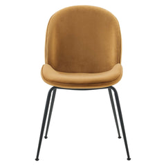 Scoop Cognac Black Powder Coated Steel Leg Performance Velvet Dining Chairs (Set of 2) - Ornate Home