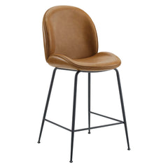 Scoop Tan Black Powder Coated Steel Leg Vegan Leather Counter Stool - Ornate Home