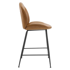 Scoop Tan Black Powder Coated Steel Leg Vegan Leather Counter Stool - Ornate Home