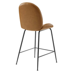 Scoop Tan Black Powder Coated Steel Leg Vegan Leather Counter Stool - Ornate Home