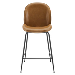 Scoop Tan Black Powder Coated Steel Leg Vegan Leather Counter Stool - Ornate Home