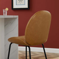 Scoop Tan Black Powder Coated Steel Leg Vegan Leather Counter Stool - Ornate Home