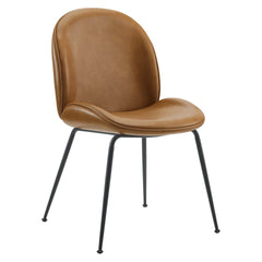Scoop Tan Black Powder Coated Steel Leg Vegan Leather Dining Chairs (Set of 2) - Ornate Home