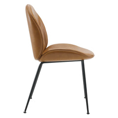 Scoop Tan Black Powder Coated Steel Leg Vegan Leather Dining Chairs (Set of 2) - Ornate Home