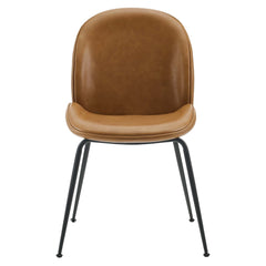 Scoop Tan Black Powder Coated Steel Leg Vegan Leather Dining Chairs (Set of 2) - Ornate Home