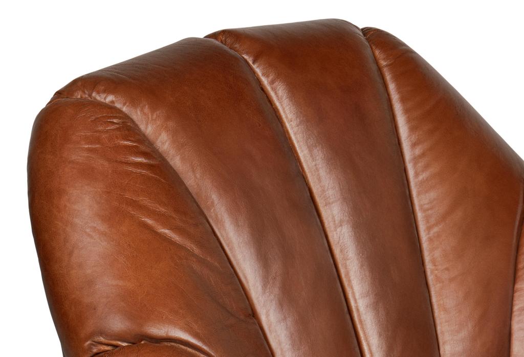 Scoth Brown Swivel Chair In Distilled Leather - Ornate Home