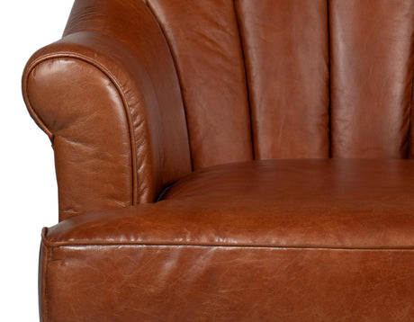 Scoth Brown Swivel Chair In Distilled Leather - Ornate Home