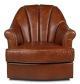 Scoth Brown Swivel Chair In Distilled Leather - Ornate Home