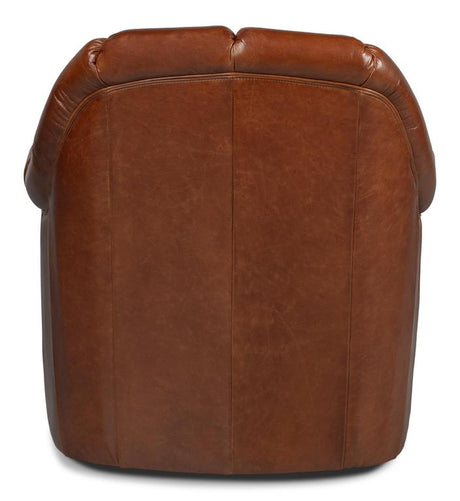 Scoth Brown Swivel Chair In Distilled Leather - Ornate Home