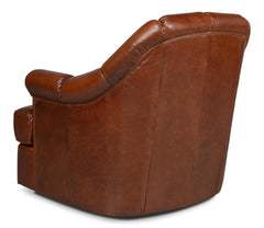 Scoth Brown Swivel Chair In Distilled Leather - Ornate Home