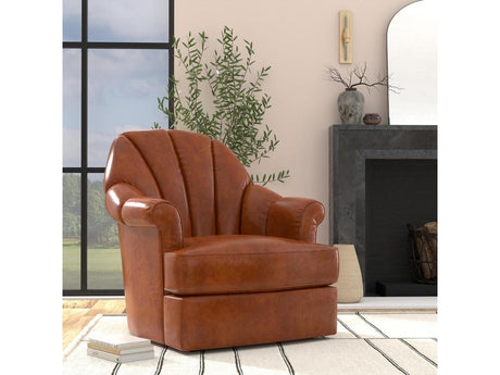 Scoth Brown Swivel Chair In Distilled Leather - Ornate Home