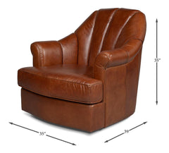 Scoth Brown Swivel Chair In Distilled Leather - Ornate Home