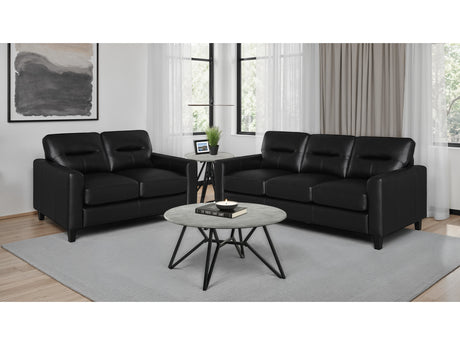 Scotland Black 2-piece Faux Leather Upholstered Sofa Set - Ornate Home