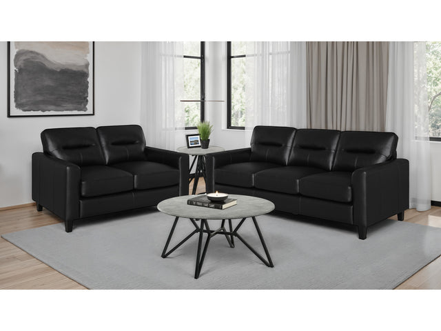 Scotland Black 2-piece Faux Leather Upholstered Sofa Set - Ornate Home