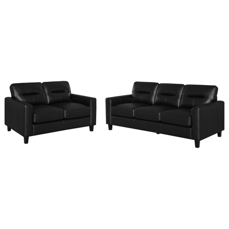 Scotland Black 2-piece Faux Leather Upholstered Sofa Set - Ornate Home