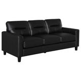 Scotland Black 3-piece Faux Leather Upholstered Sofa Set - Ornate Home