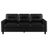 Scotland Black 3-piece Faux Leather Upholstered Sofa Set - Ornate Home