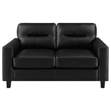 Scotland Black 3-piece Faux Leather Upholstered Sofa Set - Ornate Home