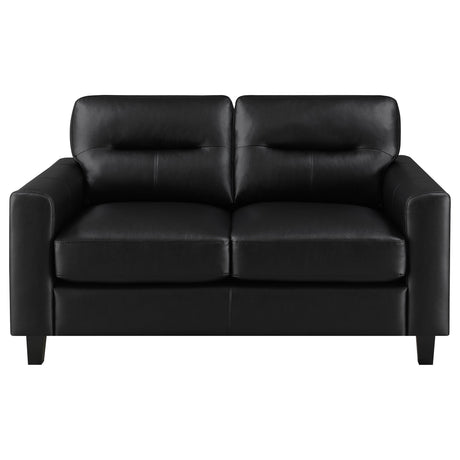 Scotland Black 3-piece Faux Leather Upholstered Sofa Set - Ornate Home