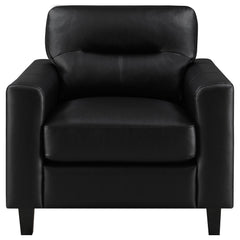 Scotland Black 3-piece Faux Leather Upholstered Sofa Set - Ornate Home