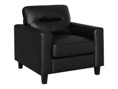Scotland Black Faux Leather Upholstered Track Arm Chair - Ornate Home