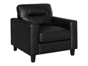 Scotland Black Faux Leather Upholstered Track Arm Chair - Ornate Home