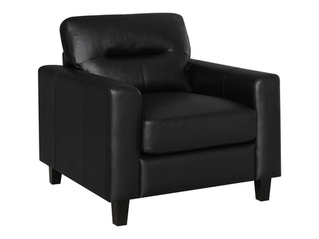 Scotland Black Faux Leather Upholstered Track Arm Chair - Ornate Home