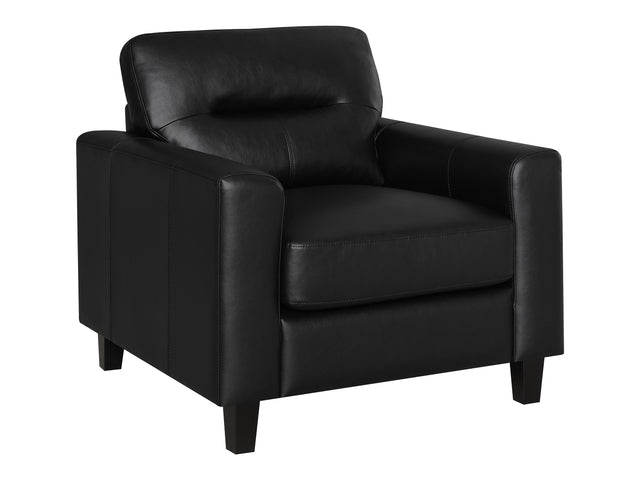 Scotland Black Faux Leather Upholstered Track Arm Chair - Ornate Home