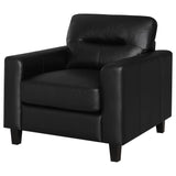 Scotland Black Faux Leather Upholstered Track Arm Chair - Ornate Home