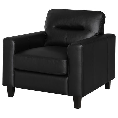 Scotland Black Faux Leather Upholstered Track Arm Chair - Ornate Home