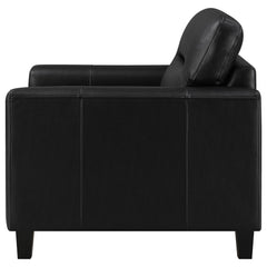 Scotland Black Faux Leather Upholstered Track Arm Chair - Ornate Home
