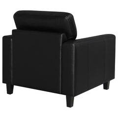 Scotland Black Faux Leather Upholstered Track Arm Chair - Ornate Home
