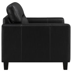 Scotland Black Faux Leather Upholstered Track Arm Chair - Ornate Home