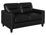Scotland Black Faux Leather Upholstered Track Arm Loveseat - Ornate Home
