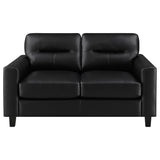 Scotland Black Faux Leather Upholstered Track Arm Loveseat - Ornate Home