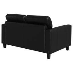 Scotland Black Faux Leather Upholstered Track Arm Loveseat - Ornate Home