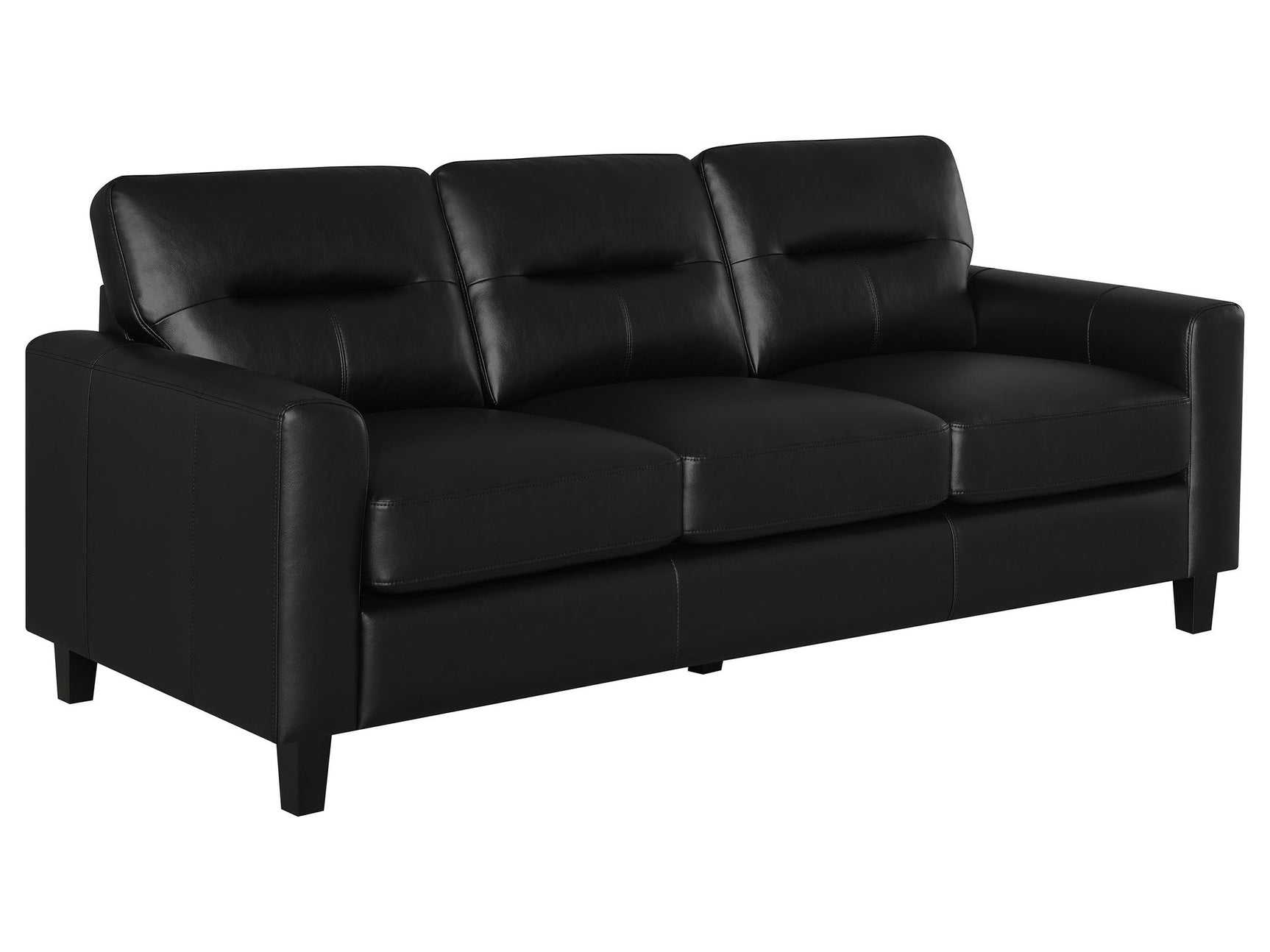 Scotland Black Faux Leather Upholstered Track Arm Sofa - Ornate Home