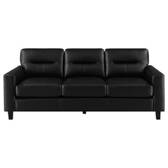 Scotland Black Faux Leather Upholstered Track Arm Sofa - Ornate Home