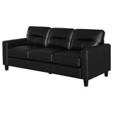 Scotland Black Faux Leather Upholstered Track Arm Sofa - Ornate Home