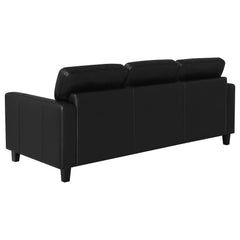 Scotland Black Faux Leather Upholstered Track Arm Sofa - Ornate Home