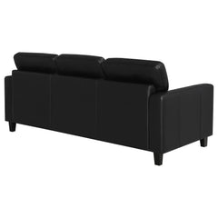 Scotland Black Faux Leather Upholstered Track Arm Sofa - Ornate Home