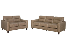 Scotland Brown 2-piece Faux Leather Upholstered Sofa Set - Ornate Home