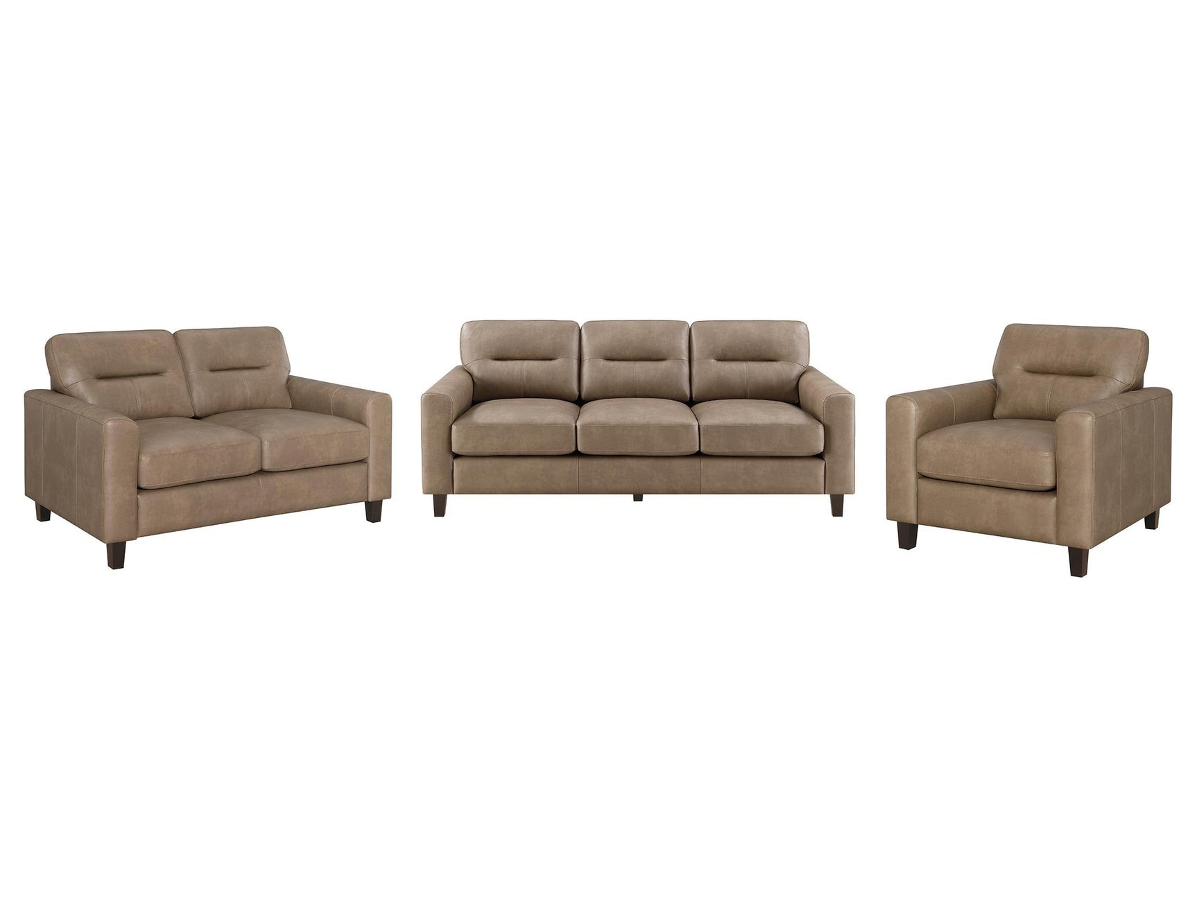 Scotland Brown 3-piece Faux Leather Upholstered Sofa Set - Ornate Home