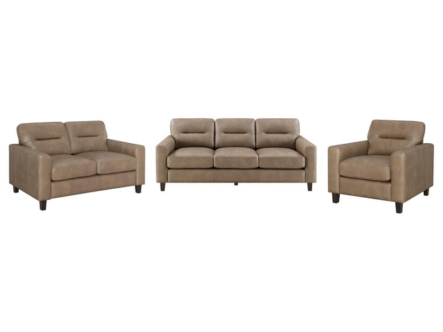 Scotland Brown 3-piece Faux Leather Upholstered Sofa Set - Ornate Home