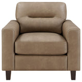 Scotland Brown Faux Leather Upholstered Track Arm Chair - Ornate Home