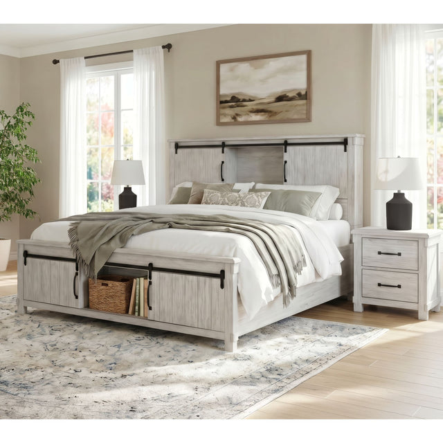 Scott White 3-Piece King Platform Storage Bedroom Set with 2 Nightstands - Ornate Home