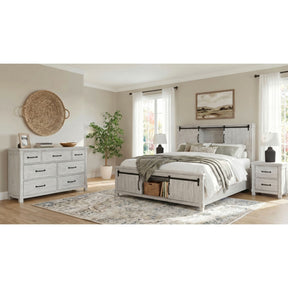 Scott White 4-Piece Queen Platform Storage Bedroom Set with 2 Nightstands & Dresser - Ornate Home