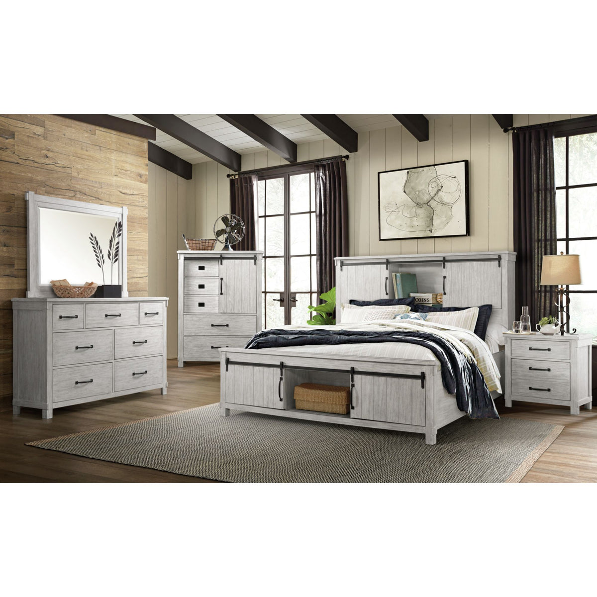 Scott White 5-Piece King Platform Storage Bedroom Set - Ornate Home